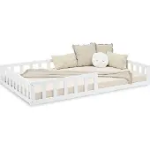 Homestyle4u Kinderbed 120x200 cm - Vloerbed met valbeveiliging - Wit