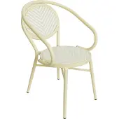 Oviala - Parijse bistro-stijl tuinstoel in aluminium en beige rotan - Villiers