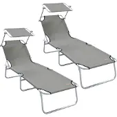 Syfax Ligstoel 2 st Polyester Grijs