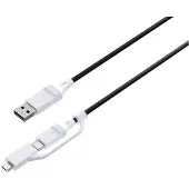 Raptor Gaming oplaadkabel 2-in-1 voor PS4 & PS5, 2,75 meter, zwart/wit, model RG-CC200-W