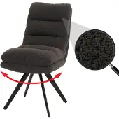 MCW Eetkamerstoel -G66, keukenstoel, draaibare autostand stof/textiel bouclé MVG ~ donkergrijs