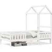 vidaXL Bedframe met huisje massief grenenhout wit 80x200 cm