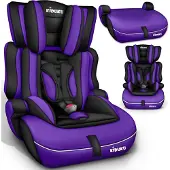 Kiduku Autostoel 9-36 kg (1-12 jaar) – Kinderzitje ECE R129/03, Groep 1/2/3 Autokinderstoel Kinderautostoel (Noir/Paars)
