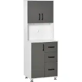 HOMCOM Buffet met vitrinekast - Hout - 60x40x160cm - Grijs