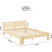 Homestyle4u Twijfelaarbedden - 120x200 cm - Houten bed - Natuurlijk