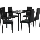 Vicco Grand Eettafel set – 120 x 75 cm Set van 6 Zwart