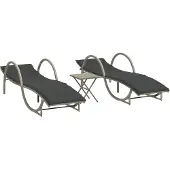 Syfax Ligbedden 2 st met tafel poly rattan lichtgrijs