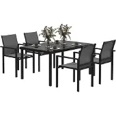 Outsunny -Patio Eetset-Metaal-140x90x71cm-Zwart