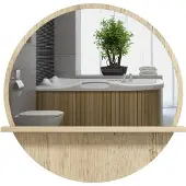 Kleankin Badkamerspiegel - Glas - 45x45x10cm - Natuurlijk hout