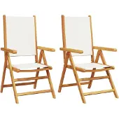 vidaXL Tuinstoelen 2 st inklapbaar acaciahout en stof crèmewit