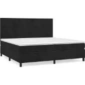 vidaXL Boxspring met matras fluweel zwart 200x200 cm