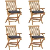 Syfax Klapstoelen met antracietkleurige kussens, 4 stuks, massief teakhout
