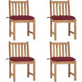 Syfax Tuinstoelen 4 st met kussens massief teakhout