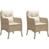 Syfax Tuinstoelen 2 st met kussens poly rattan beige