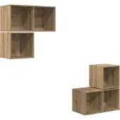 Syfax Tv-meubelset 4 pcs Artisan Eiken Bewerkt hout