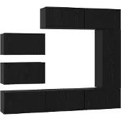 Syfax Tv-meubelset Wandgemonteerd 8 pcs Zwart Eiken Bewerkt hout