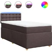 vidaXL Boxspring met matras stof donkerbruin 90x190 cm