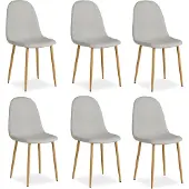 Homestyle4u Eetkamerstoelen van Linnen - 6 Stoelen - Grijs