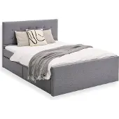 Homestyle4u Twijfelaarbedden -120x200 cm - Gestoffeerd bed - met opbergruimte - Grijs