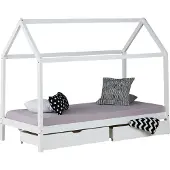 Homestyle4u Kinderbed 90x200 cm - Huisbed met matras - Wit
