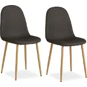 Homestyle4u Eetkamerstoel set van 2, antraciet. Eettafel, stoelen, eetkamerstoelen, keukenstoelen, gestoffeerde stoelen, modern
