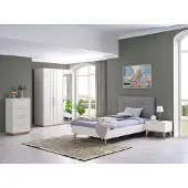 AEA Kinderkamer set: babybed, tienerbed, beddengoed set, 4-delig, wit, hout
