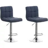 CLP Peru Set van 2 Barkrukken - Stof blauw/chroom