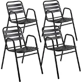 Oviala - Set van 4 zwarte aluminium tuinfauteuils - Nothing Hill
