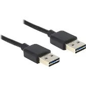 DeLOCK Easy-USB-A naar Easy-USB-A kabel - USB2.0 - tot 2A / zwart - 3 meter