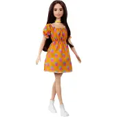 Barbie Fashionistas pop in jurk met stippen en open schouders