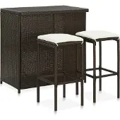 Syfax 3-delige Barset poly rattan bruin