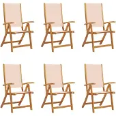 Syfax Klapstoelen 6 stuks van massief acaciahout en textilene