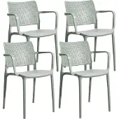Oviala - Set van 4 saliegroene plastic terrasstoelen - Riga