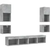 vidaXL 8-delige Tv-wandmeubelset met LED bewerkt hout betongrijs