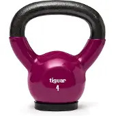 Tiguar Kettlebell 4 kg (Lila) – Vinyl kettlebell met rubberen bodemplaat, ergonomische handgreep, ideaal voor krachttraining, uithoudingstraining, coördinatie en stabilisatie