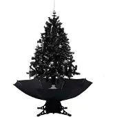 Syfax Kerstboom sneeuwend met paraplubasis 140 cm PVC zwart