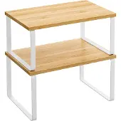 Songmics Set van 2 stapelbare planken van bamboe en metaal