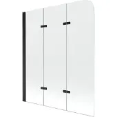 Mexen Felix badwand scherm 3-delig 120 x 140 , transparant, zwart - 890-120-003-70-00