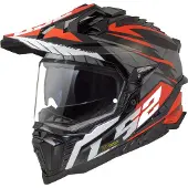 LS2 MX701 Explorer Spire Zwart Titanium Red-06 Adventure Helm Maat L
