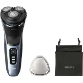 Philips 3000 serie Scheerapparaat S3243/12, Elektrisch scheerapparaat voor nat en droog scheren, Rotatief scheerapparaat, Blauw, PowerCut mes systeem, Vervang elk 2 jaar met SH30, 2 jaar, Batterij