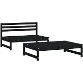 vidaXL 2-delige Loungeset massief grenenhout zwart