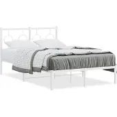 vidaXL Bedframe met hoofdbord metaal wit 120x200 cm