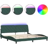 vidaXL Bedframe met LED zonder matras fluweel donkergroen 200x200 cm