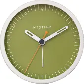 Nextime Small – Tafelwekker – 9 × 9 × 7.5 cm – Metaal – Wit/Groen – Stil