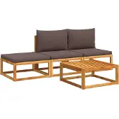 vidaXL 4-delige tuinbankset met kussens acaciahout & touw