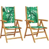 vidaXL Tuinstoelen 2 st bladpatroon massief acaciahout en stof