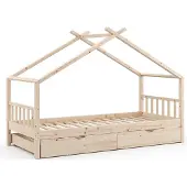VitaliSpa Design Huisbed – 90x200 cm met logeerbed Natuurlijk hout