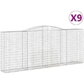 vidaXL Schanskorven 9 st gewelfd 400x50x160/180 cm ijzer