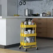 En.casa Keukentrolley Pyhäntä met 3 manden 78,5x46x35 cm geel