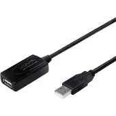 Logilink UA0147 USB-kabel USB 2.0 USB-A stekker, USB-A bus 25.00 m Zwart Actief met signaalversterking